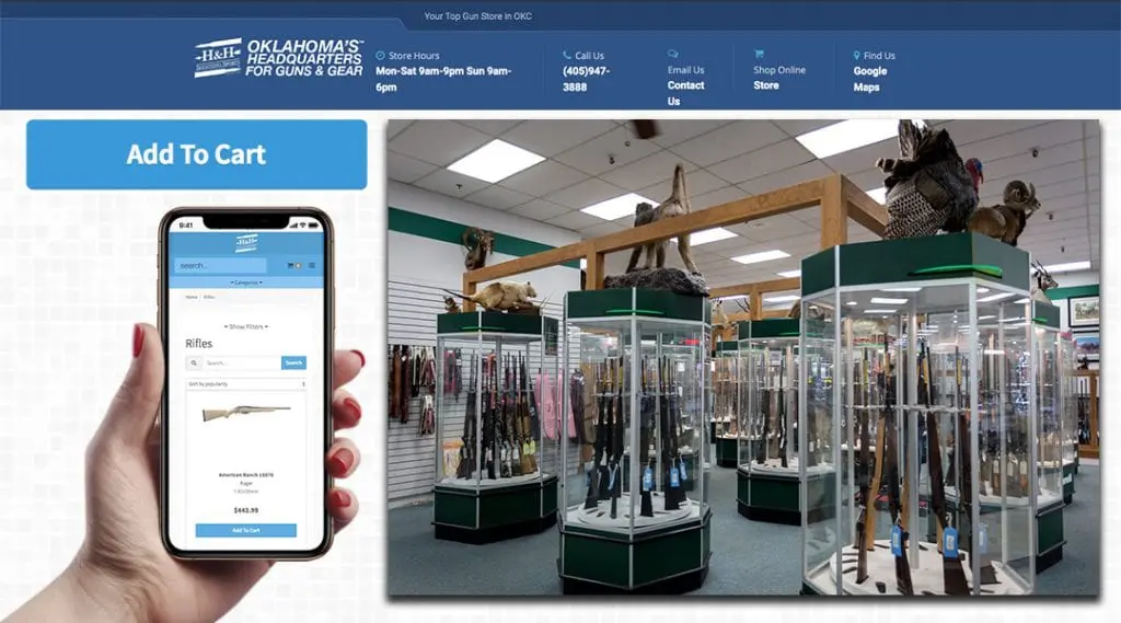 Get a rifle online from the website of H&H Shooting Sports in Oklahoma City.