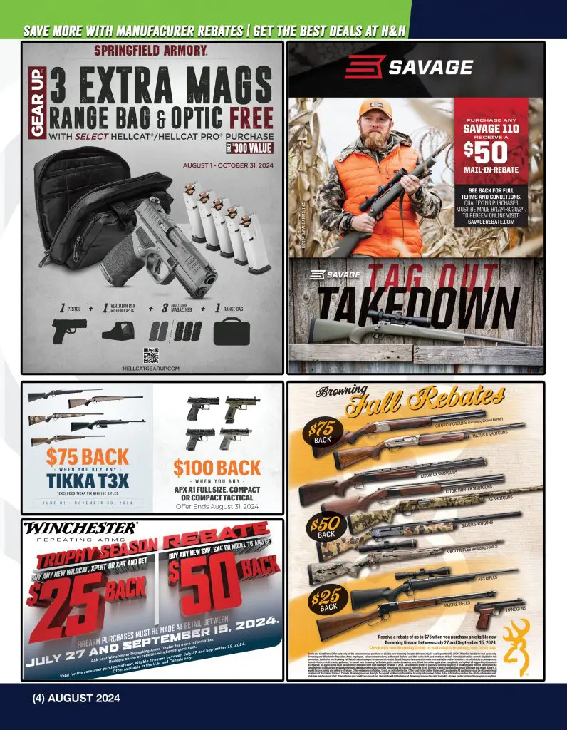Multiple offers on rebates at H&H Shooting Sports in Oklahoma City
