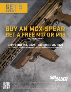 Promotion Poster: Buy a Sig Sauer Mcx-Spear Rifle and Get a Free M17 or M18 Pistol
