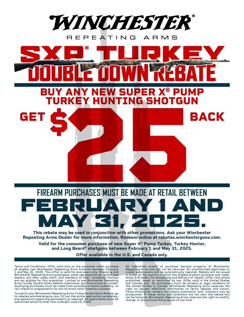 Cashback of 25$ on buying any new Super X pump turkey hunting shotgun in Oklahoma City
