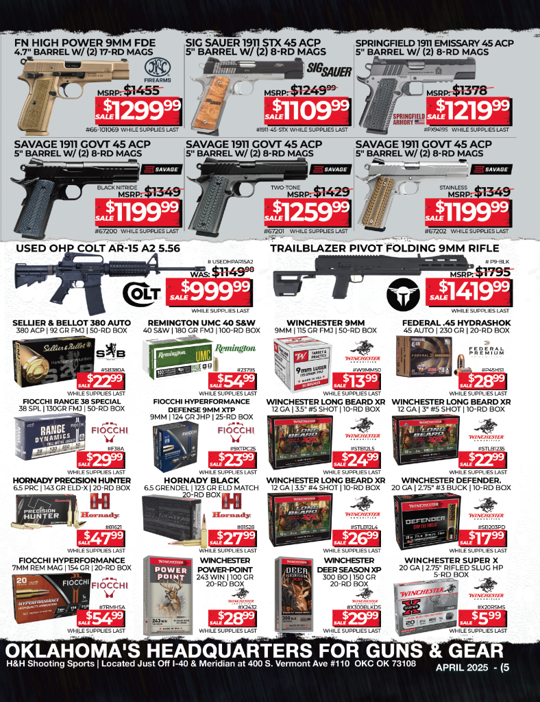 H&H Shooting Sports April 2025 Spring Fever sales event promo in Oklahoma City