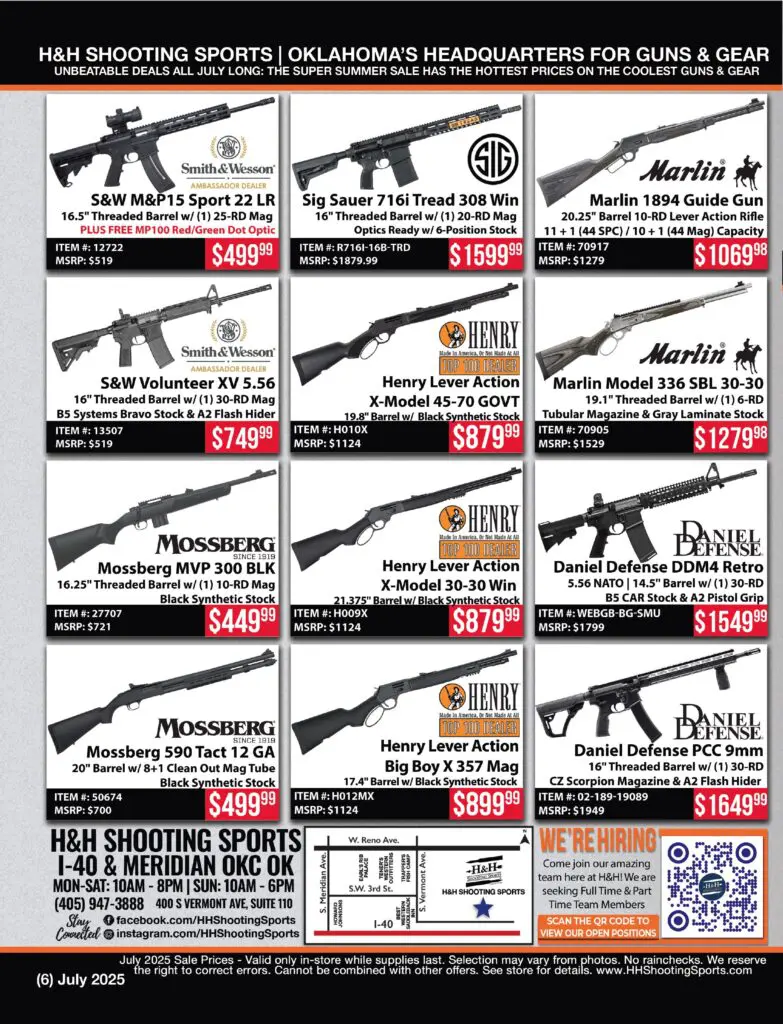 Super Summer Savings July 2025 Long Gun Specials at H&H Shooting Sports in Oklahoma City
