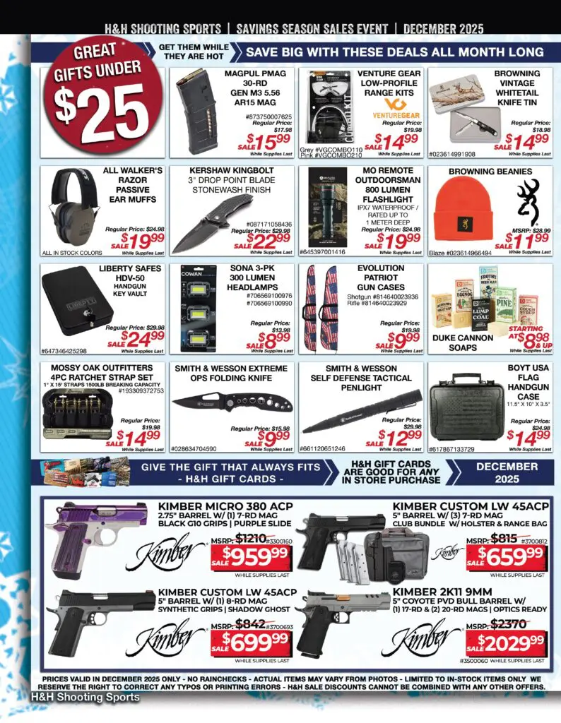 Gifts under $25 at H&H Shooting Sports - December 2025 Gift Guide