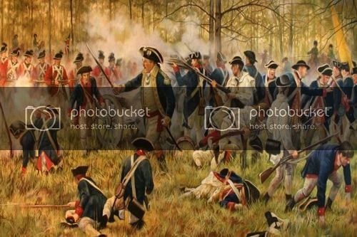 Militia American Revolution American Revolutionary War battle scene illustrating Second Amendment history
