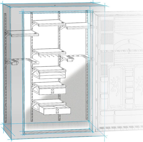 A peek at the modularity behind the new axis-adjustable interior at H&H Shooting Sports in Oklahoma City