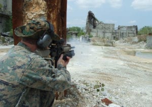 BDLauncherfiring Firing the Bates and Dittus 37mm AR launcher.