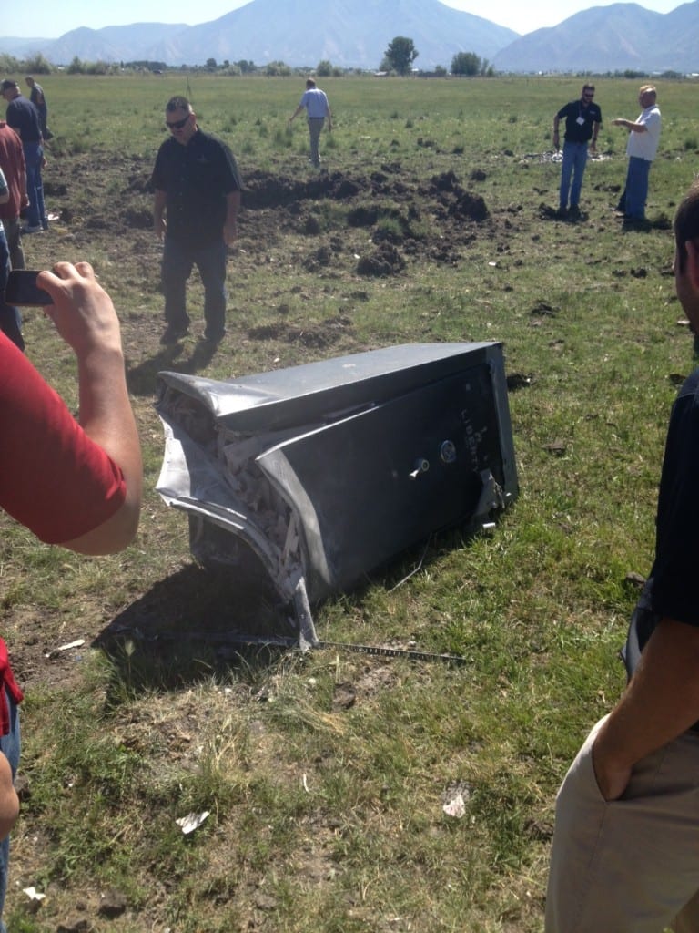 Liberty gun safe blown open after explosion test at HH Shooting Sports event