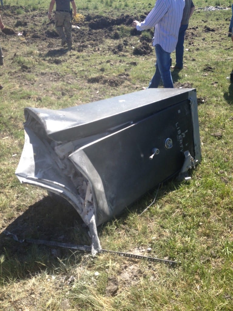 Liberty gun safe destroyed in explosion test at HH Shooting Sports range