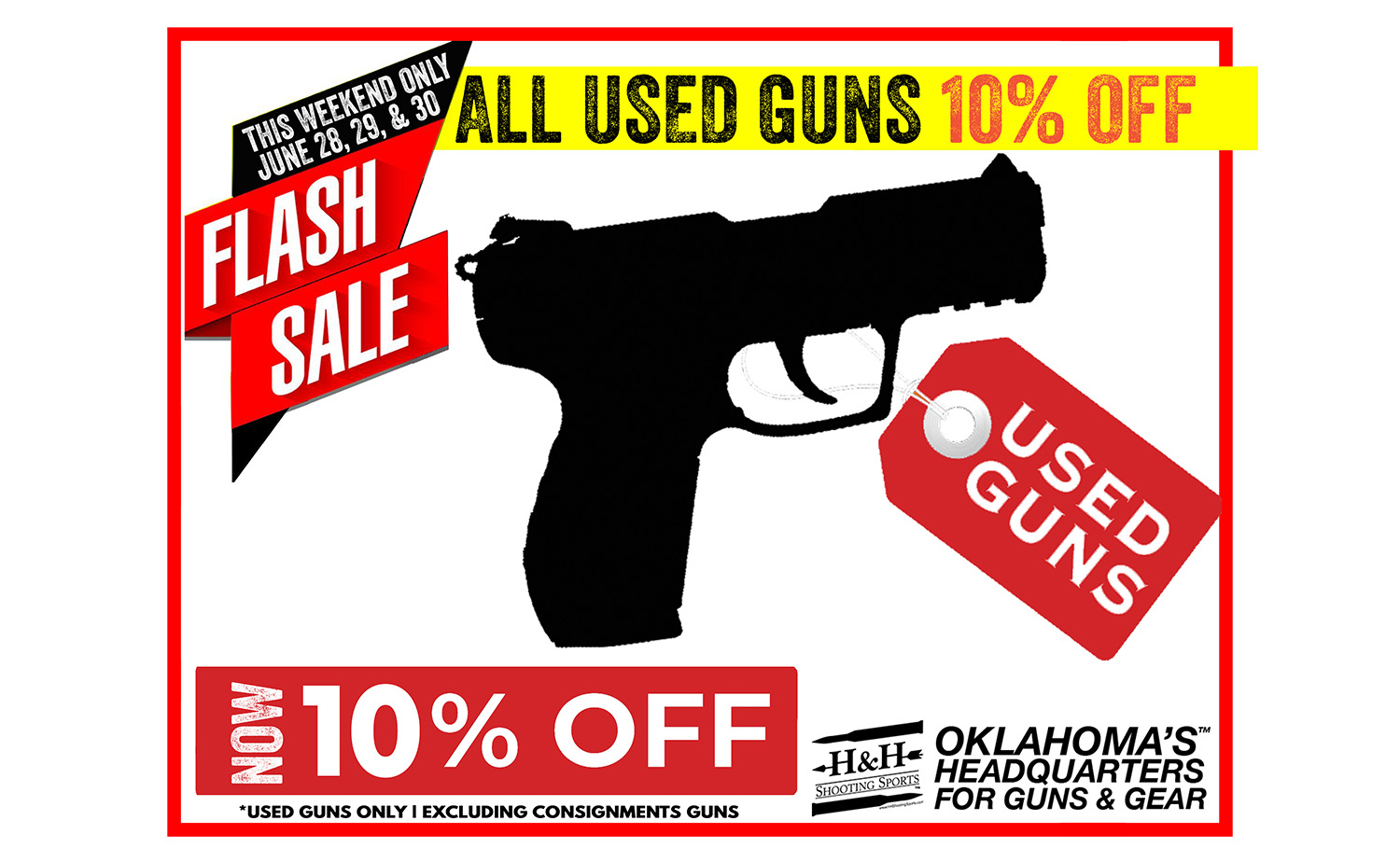 A Banner Showcasing used Guns with a Bold 12% discount