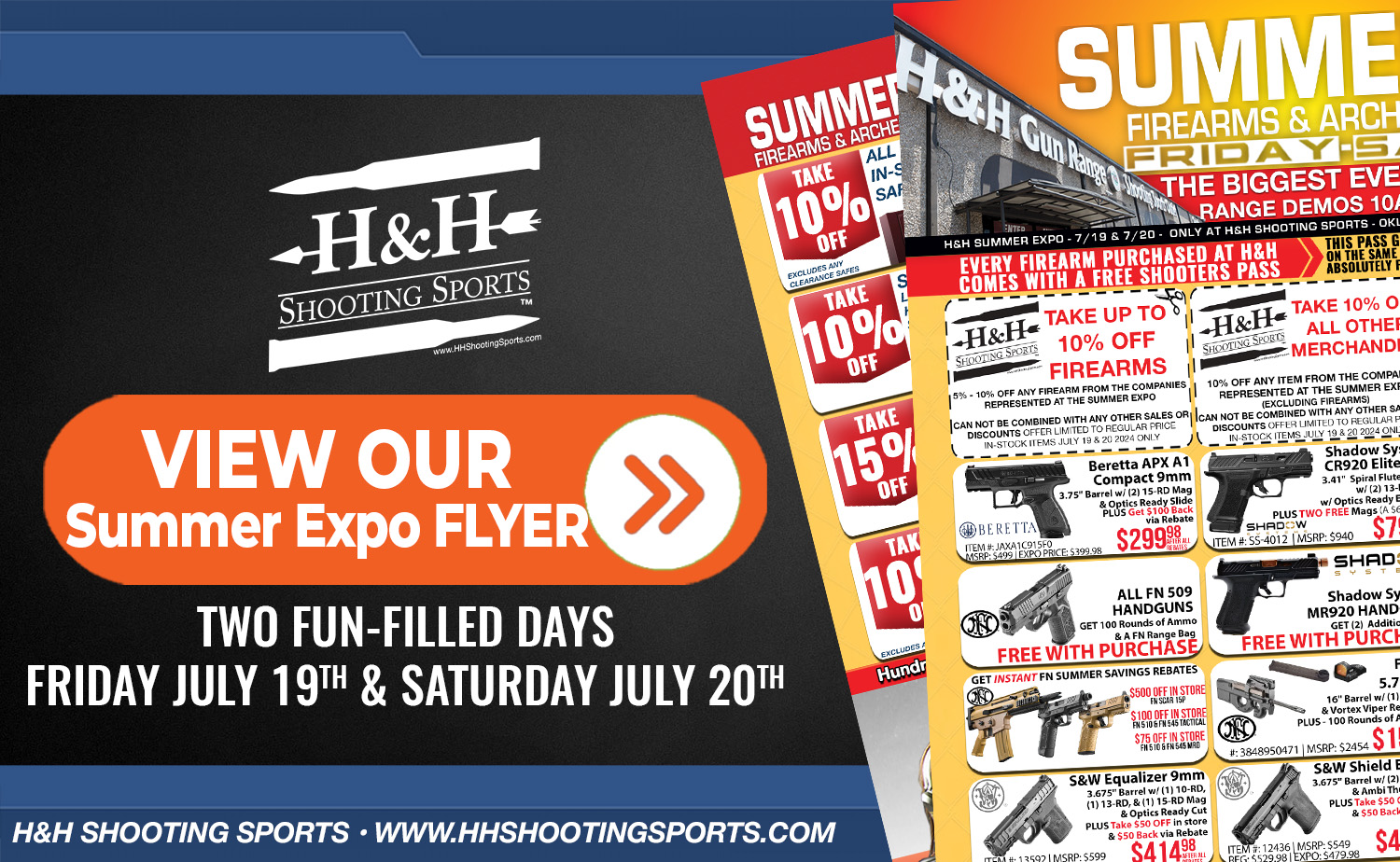 A Summer Expo Flyer Prominently Displays Two Guns at H&H Shooting Sports