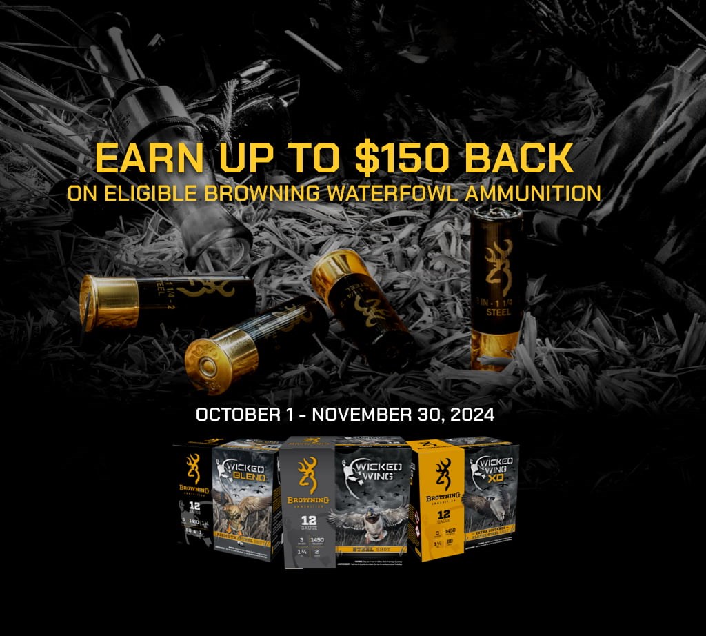 2024 Browning waterfowl ammunition rebate promotion flyer at the Oklahoma City sporting goods store
