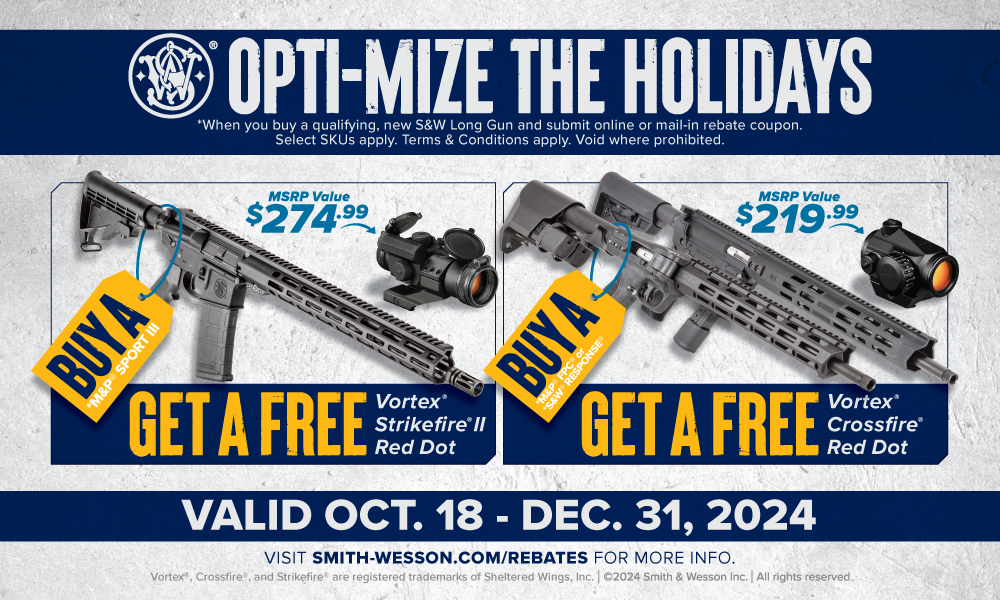 Banner promoting Free Red Dot sights after buying a gun at H&H Shooting Sports in Oklahoma City.